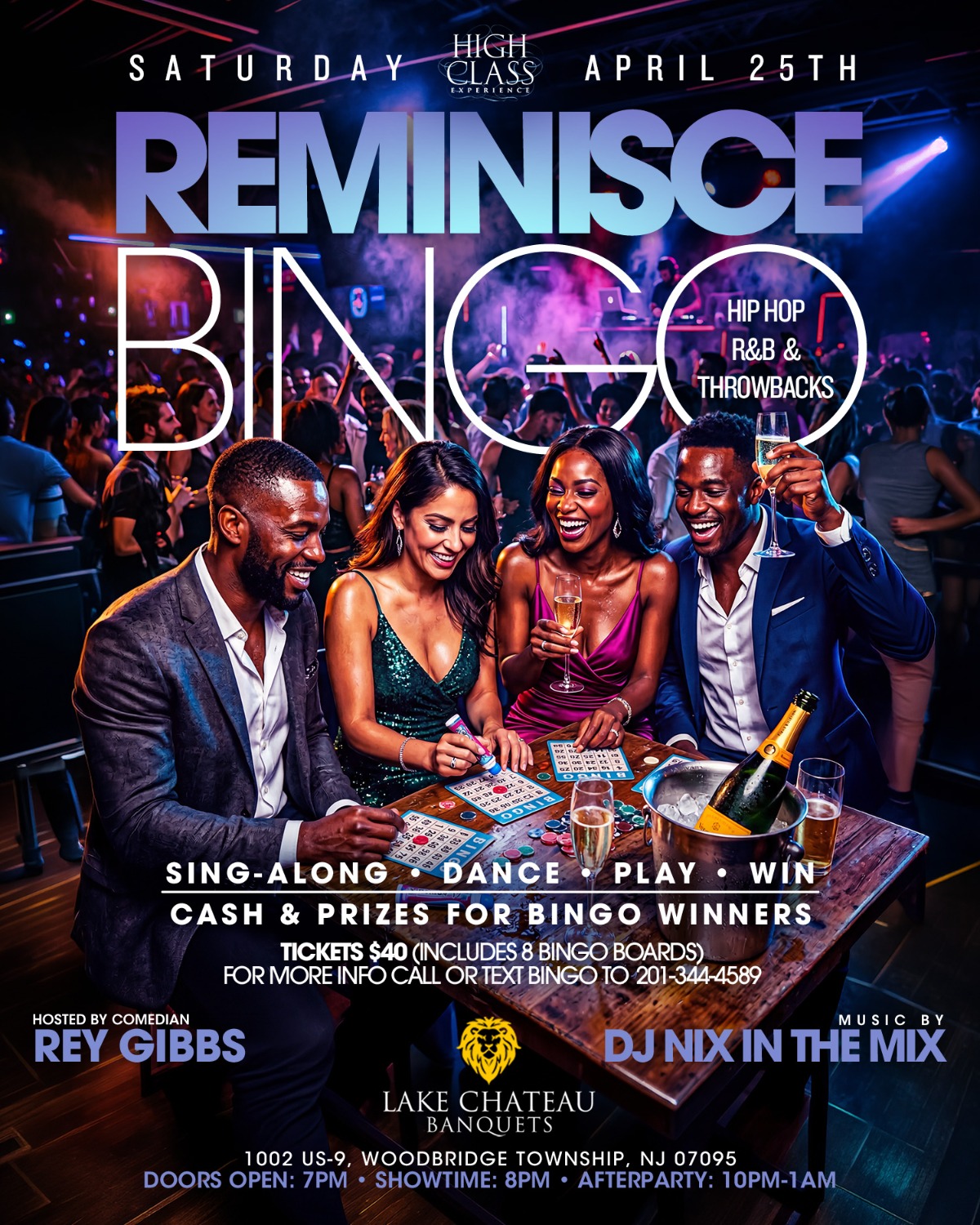 Reminisce Bingo flyer · past Take Me Back night