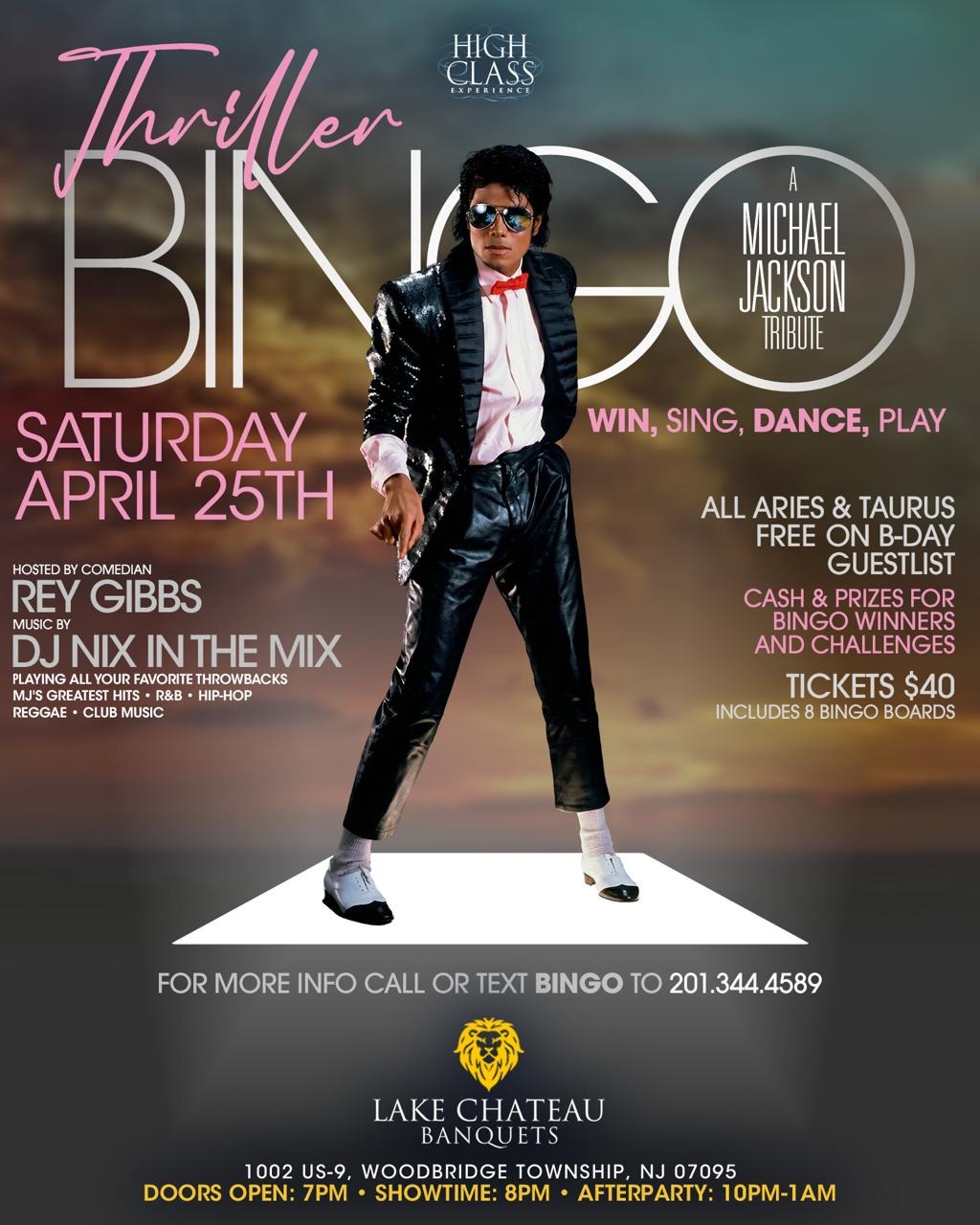 Thriller Bingo flyer · past Michael Jackson tribute night